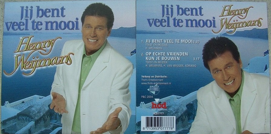 HENNY WEIJMANS Je bent veel te mooi CD-Single 8713953077778, Ophalen of Verzenden, Zo goed als nieuw, Levenslied of Smartlap, Single