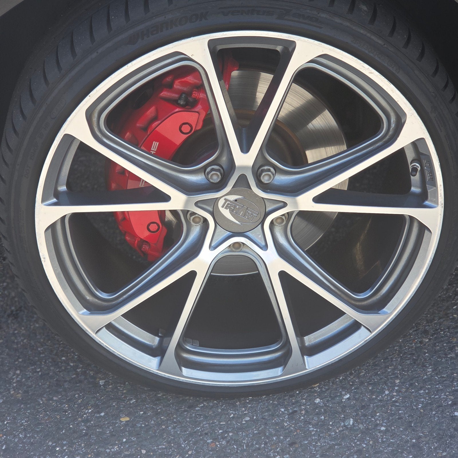 22 inch Porsche Techart Velgen met nieuwe Hankook banden, Ophalen of Verzenden, Gebruikt, Overige maten, Banden en Velgen