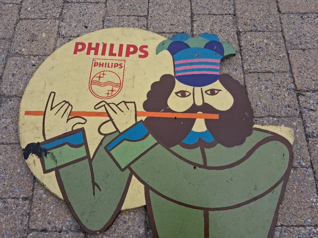 groot oud bord in hout PHILIPS ...jaren 60.., Verzamelen, Merken en Reclamevoorwerpen, Ophalen of Verzenden, Gebruikt, Reclamebord