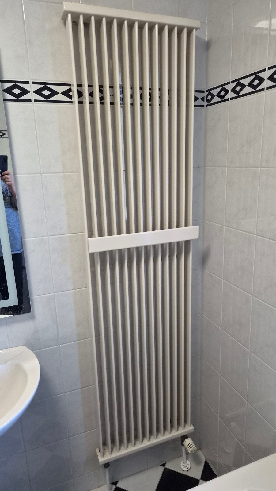 Designradiator beige (Pergamon) 192x49 cm, stadsverwarming, Ophalen, Gebruikt, Radiator, Minder dan 60 cm