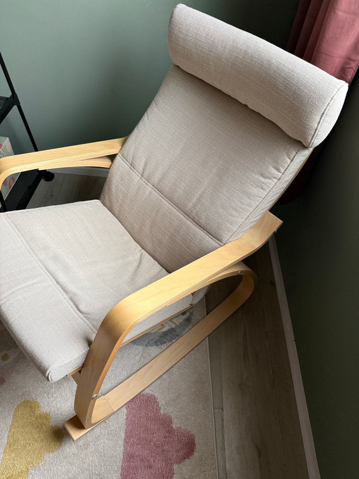 IKEA POÄNG Schommelstoel, berkenfineer/Hillared beige, Ophalen, Overige kleuren, Zo goed als nieuw, Eén