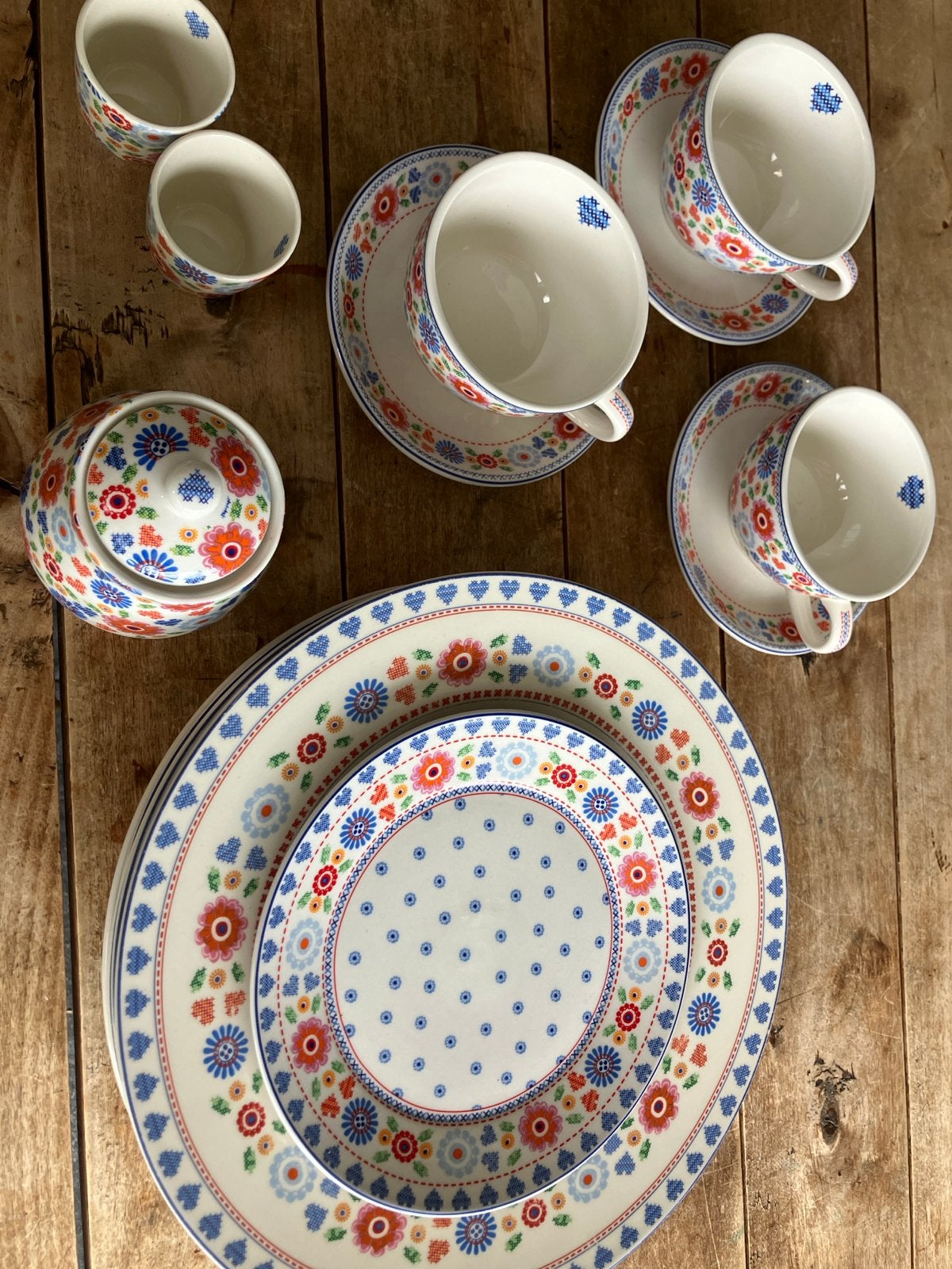 Kakelbont Yvon Jaspers servies diverse items, Ophalen, Overige merken, Keramiek, Zo goed als nieuw