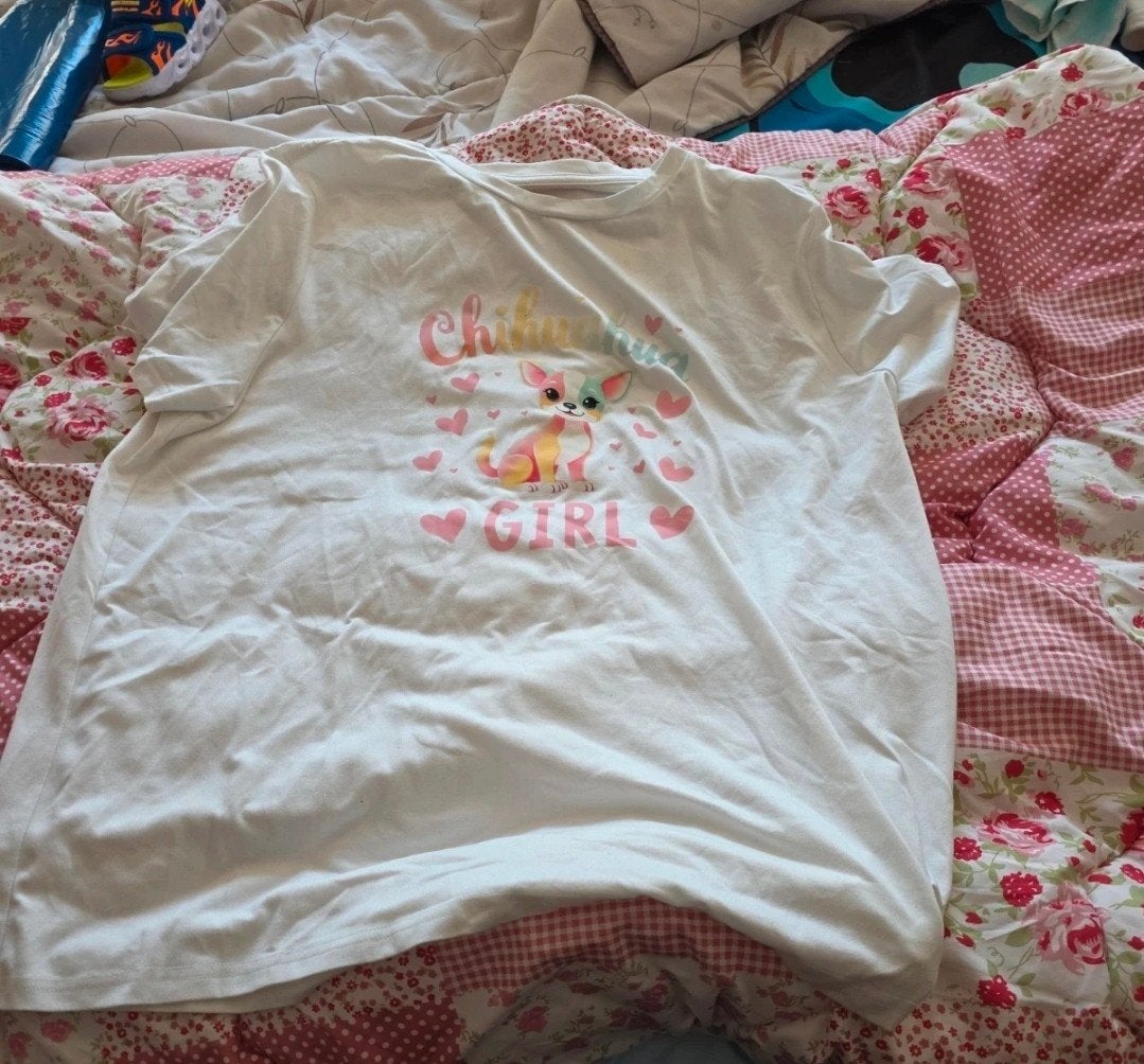 Leuk wit T-shirt met Chihuahua print, Wit, Maat 42/44 (L), Ophalen of Verzenden, Zo goed als nieuw