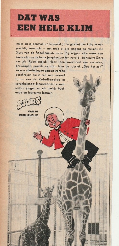 retro reclame 1960 Sjors Rebellenclub bij de giraffes, Verzenden, Overige typen