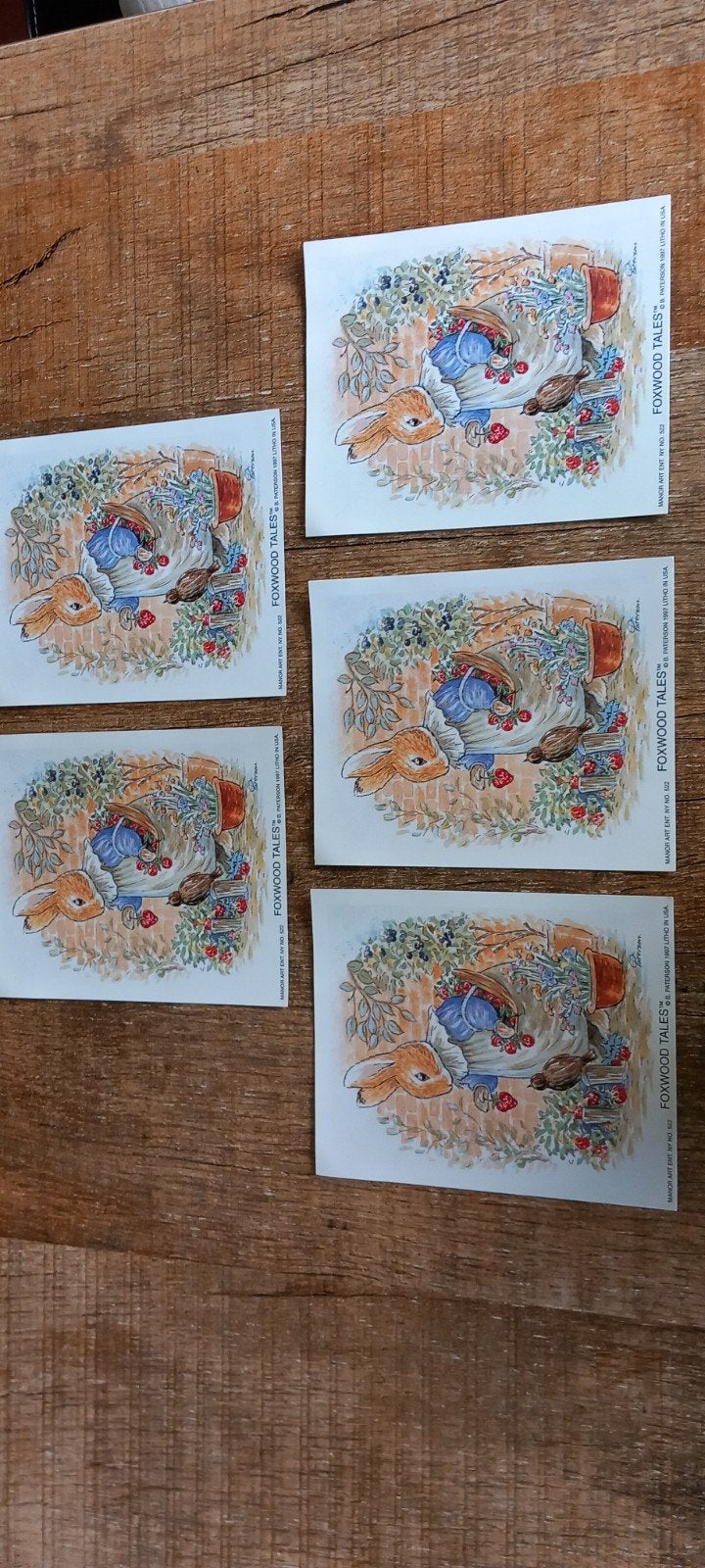 Foxwood Tales Konijn Prenten - Set van 5, Gebruikt, 1980 tot heden, Ophalen of Verzenden, Dier
