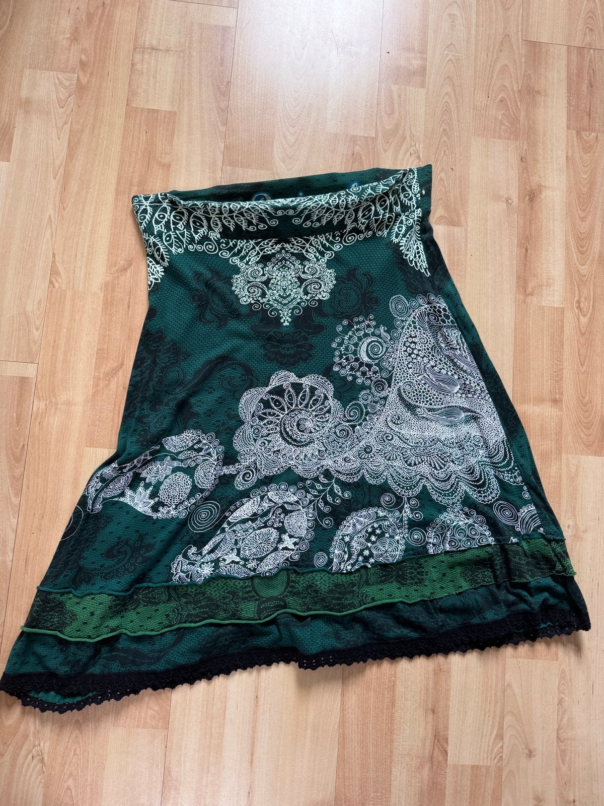 Desigual rok, groen met print, maat M, Kleding | Dames, Zo goed als nieuw, Boven de knie, Groen, Ophalen