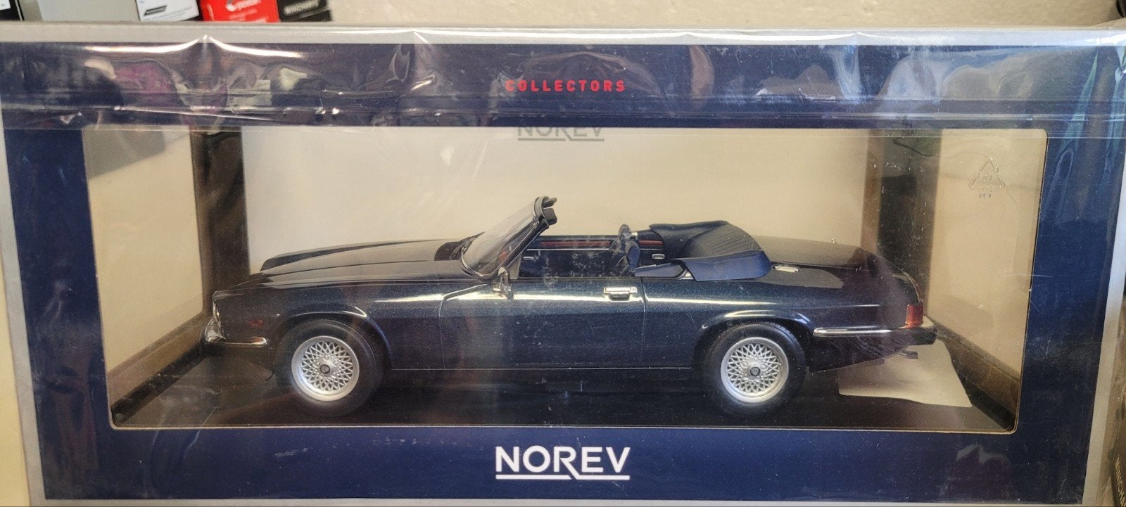 Norev 1988 Jaguar XJ_S cabrio blauw metallic, Ophalen of Verzenden, Zo goed als nieuw, Auto, Norev