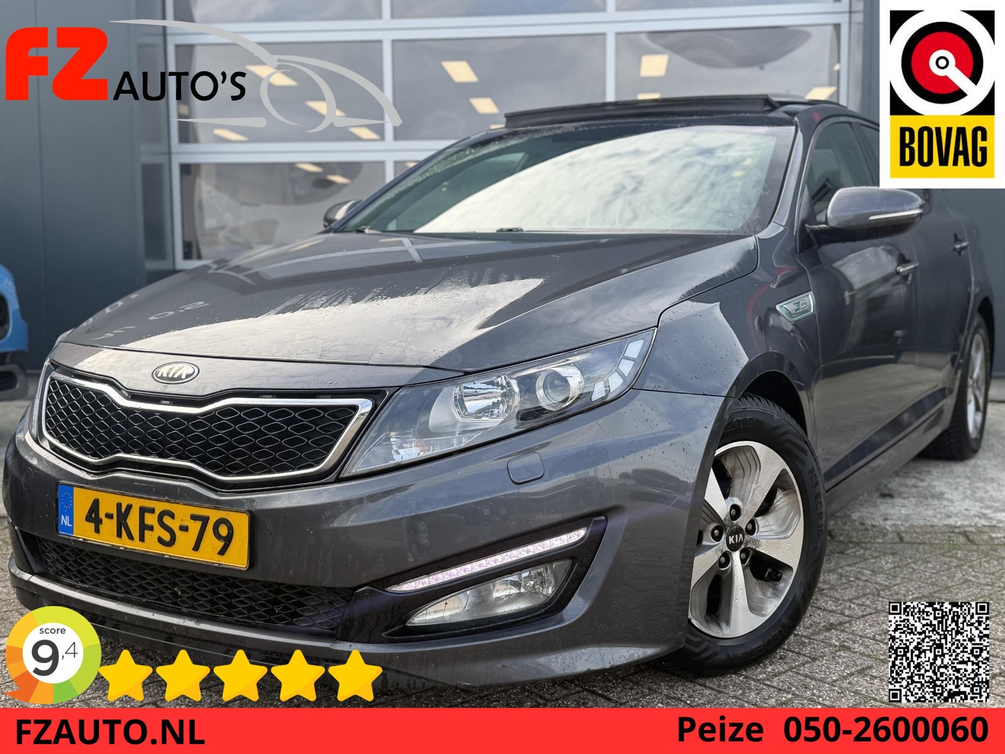 Kia Optima 2.0 CVVT Hybrid Super Pack Automaat - Navigatie -, Auto's, Euro 5, Gebruikt, Zwart, Optima