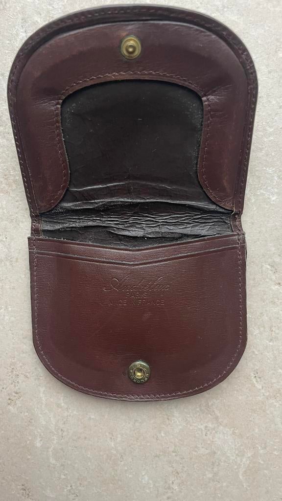 Vintage portemonnee Andrélux Paris van bruin leer, Overige merken, Gebruikt, Bruin, Ophalen of Verzenden