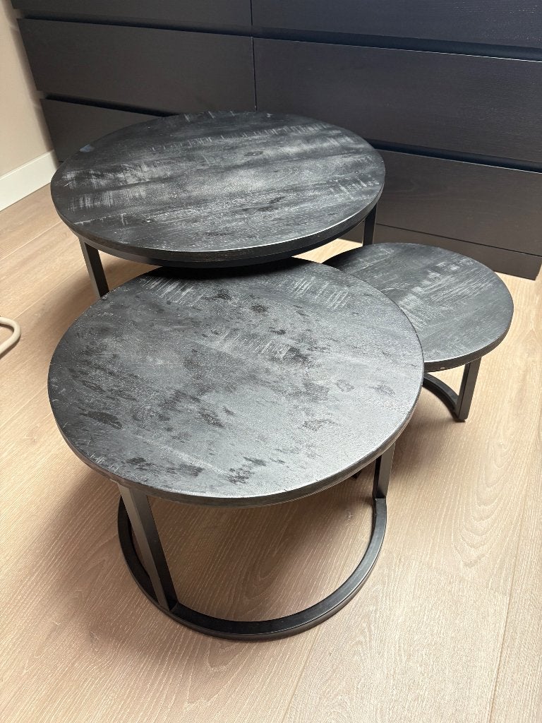 Salontafel set / bijzet tafeltjes, Huis en Inrichting, Ophalen, Gebruikt, 50 tot 100 cm, Rond