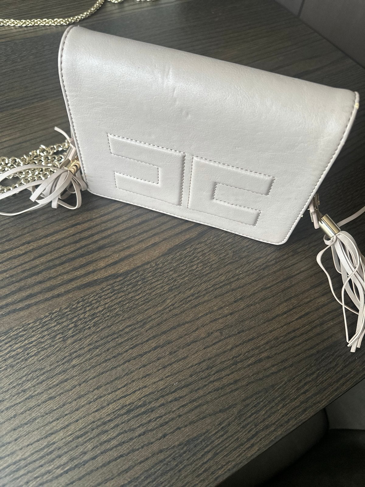 Schitterend Elisabetta Franchi schoudertasje met kwastjes, Ophalen of Verzenden, Zo goed als nieuw, Beige, Schoudertasje