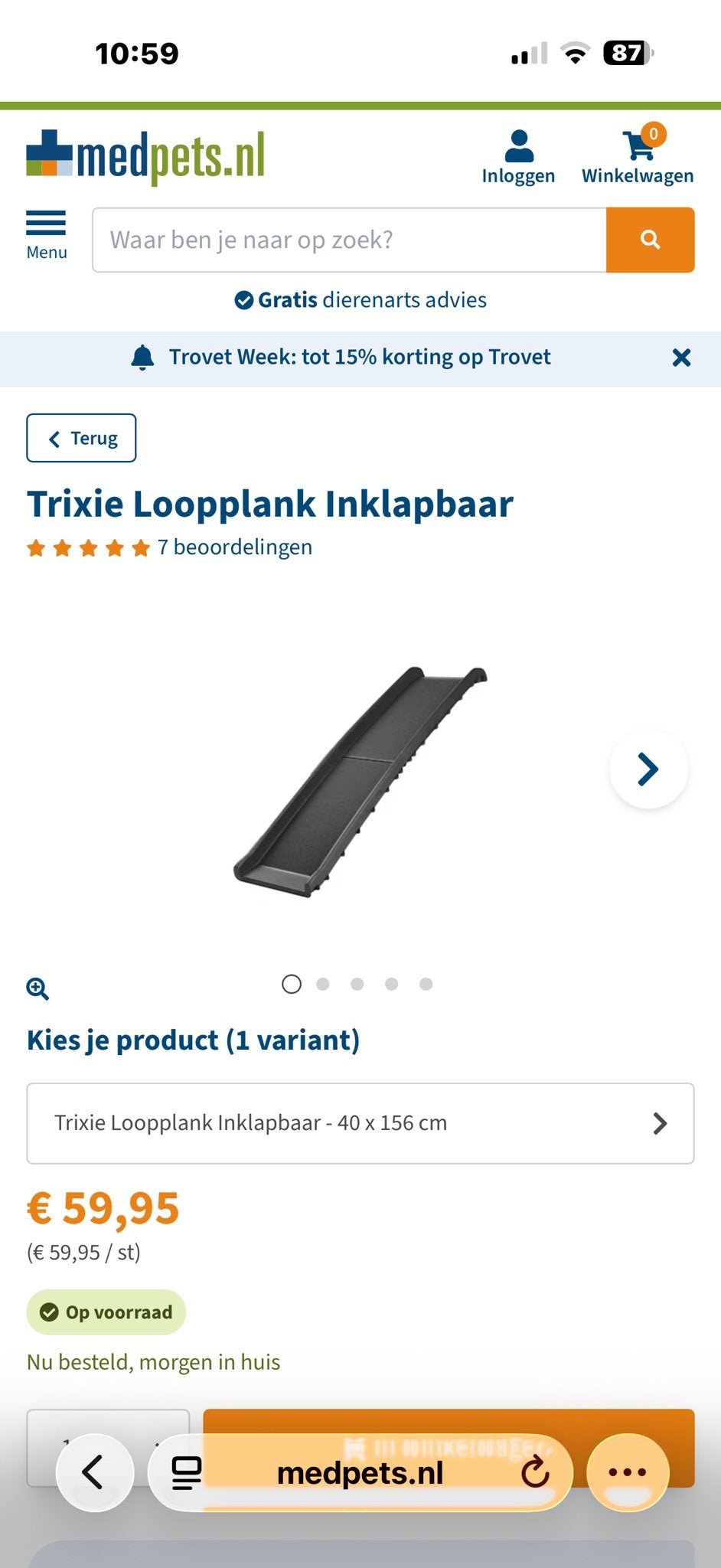 Nieuwe Trixie loopplank, Ophalen, Nieuw