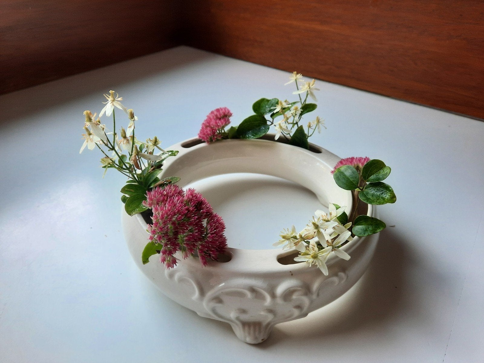 Goebel bloemenring/vaas cremewit geglazuurd aardewerk, Ophalen, Rond, Steen/keramiek, Overige typen