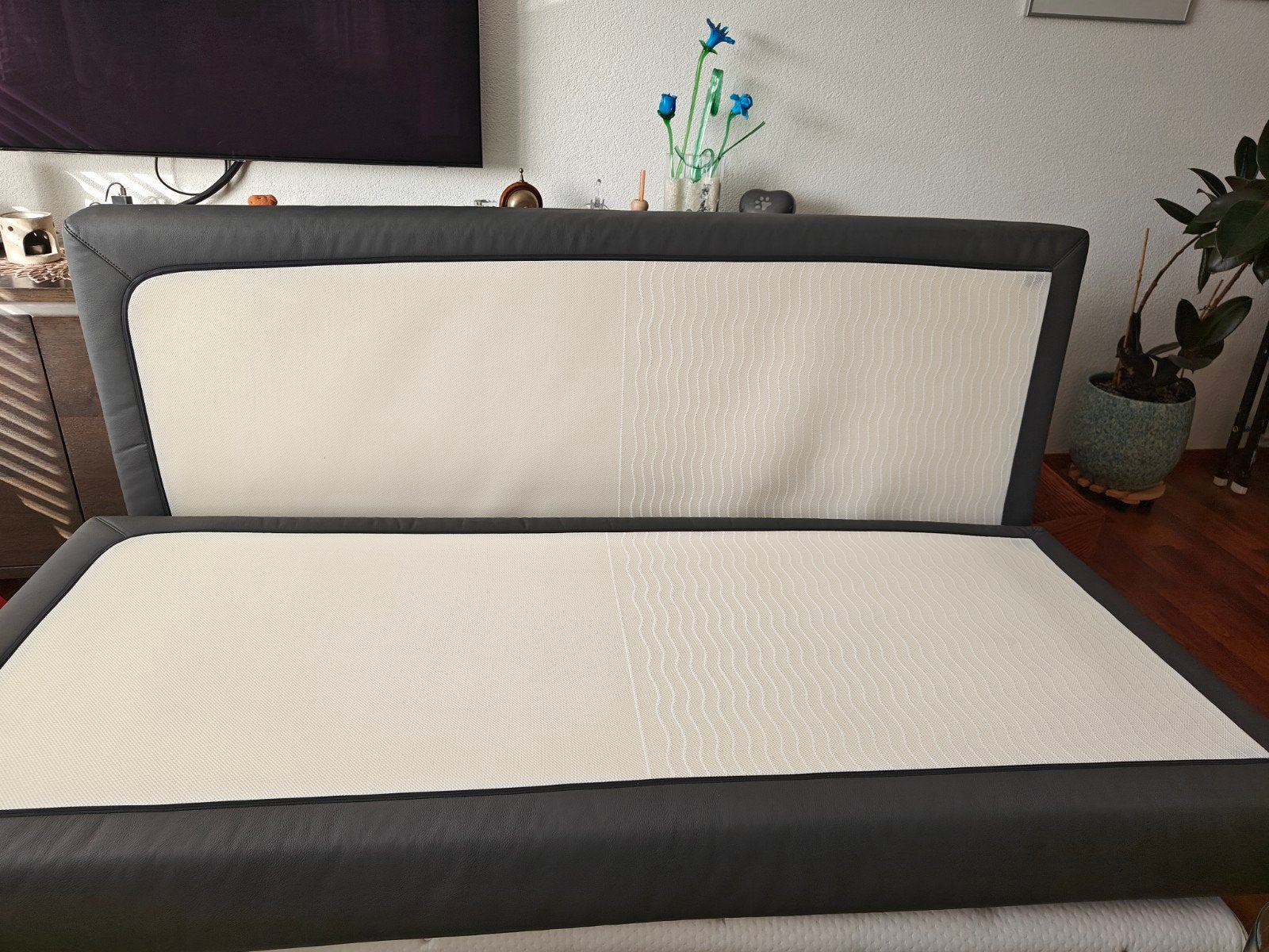 2x Karlsson pocketveringmatras 90x210 cm + latex topper, Gebruikt, 90 cm, 210 cm, Tweepersoons