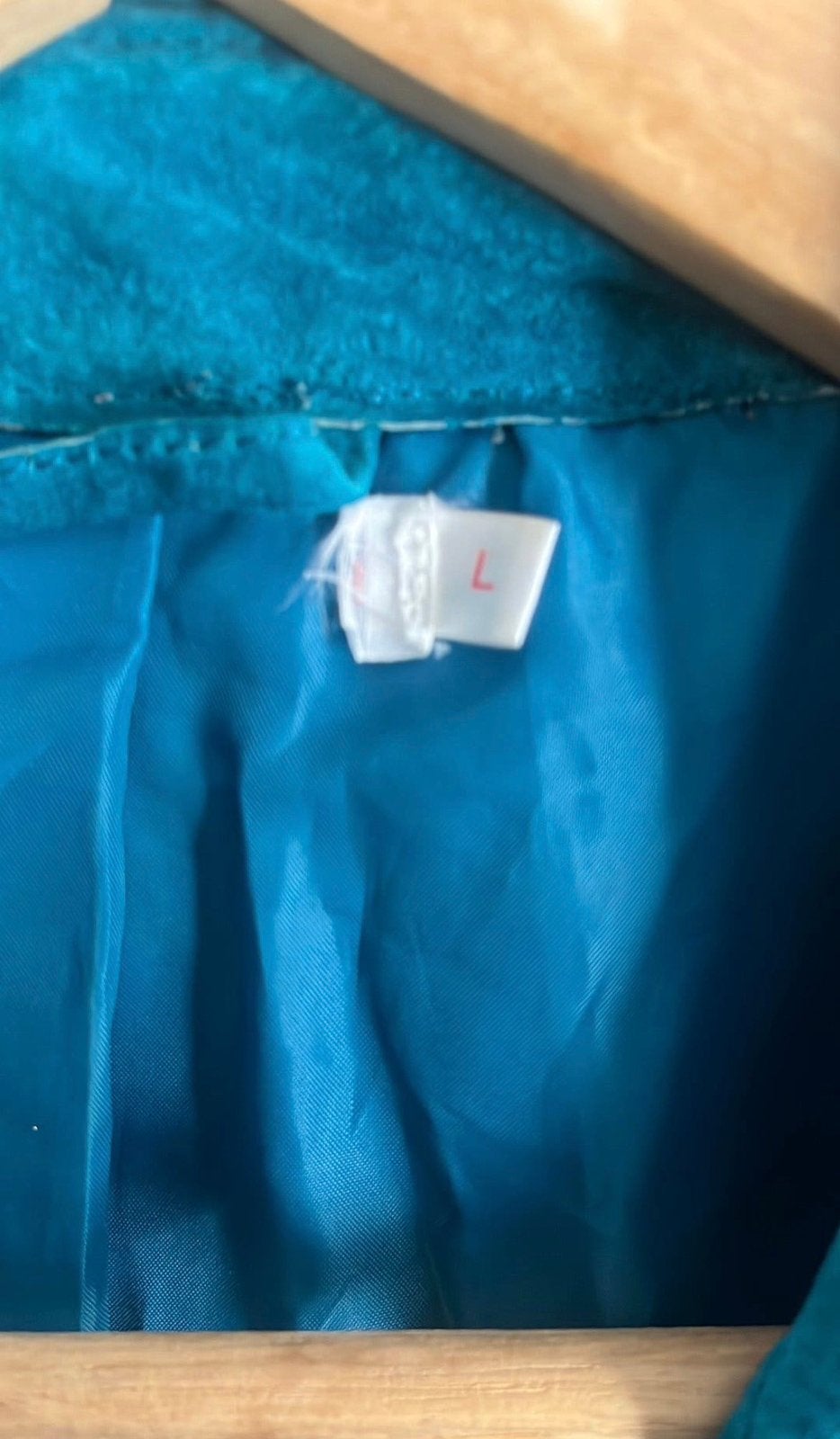 Leren jas maat L, Kleding | Dames, Ophalen, Gedragen, Maat 42/44 (L), Blauw