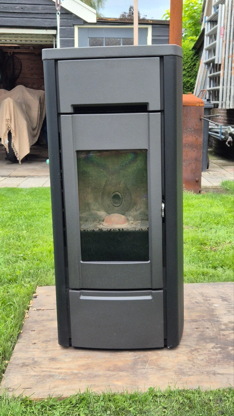 Pelletkachel Artel /Kalor topnext 6 kw zwart, compleet, Huis en Inrichting, Kachels, Ophalen, Gebruikt, Houtkachel, Vrijstaand