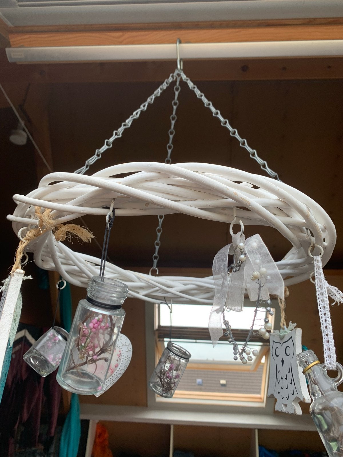 Grote witte Decoratiekrans - landelijk & brocante - Uniek, Ophalen, Hout, Wit, Landelijk