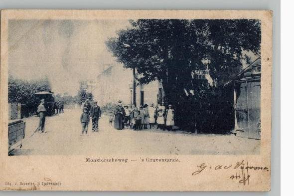 's Gravenzande Monsterscheweg Station+Stoomtram st 1902, Verzenden, Voor 1920, Gelopen, Zuid-Holland