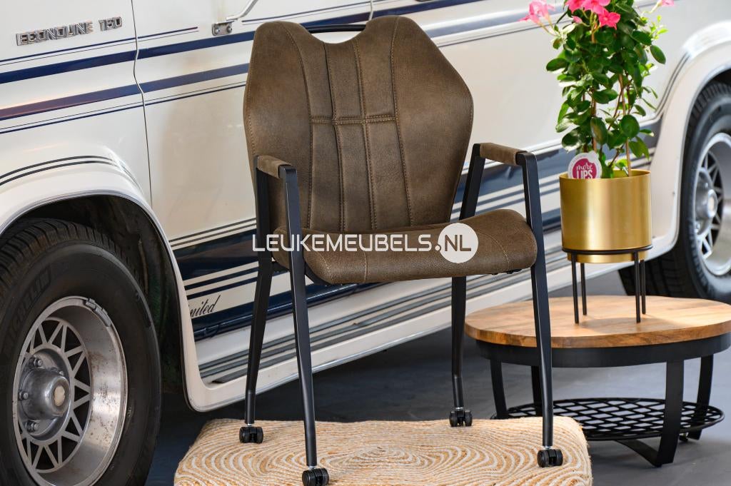 Eetkamerstoel Point met wieltjes, 3 kleuren Microvezel, Huis en Inrichting, Stoelen, Overige kleuren, Nieuw, Ophalen of Verzenden