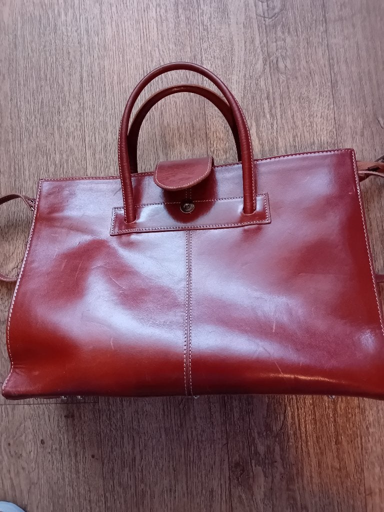 Leren tas, Ophalen, Gebruikt, Bruin, Handtas