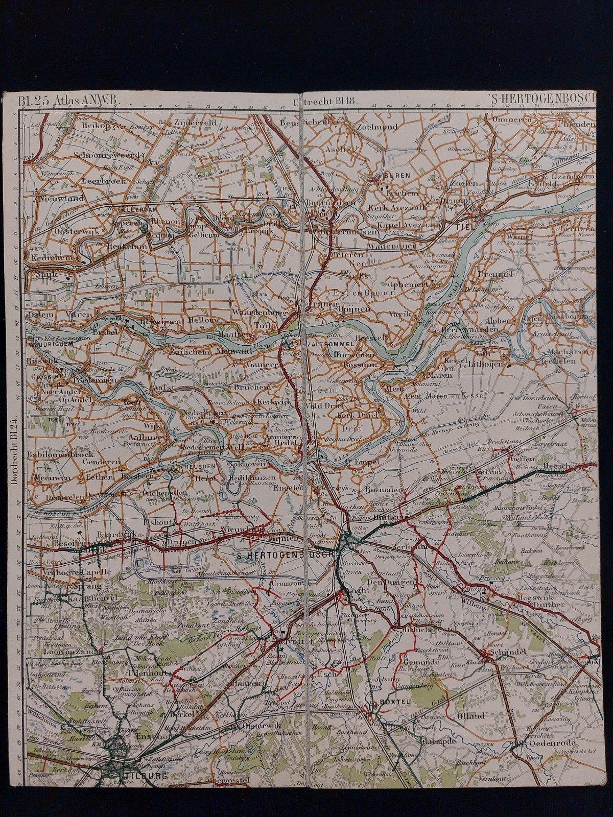 25 / Den Bosch 's Hertogenbosch eo plattegrond ANWB uit 1920, Gelezen, ANWB, Ophalen of Verzenden, Landkaart