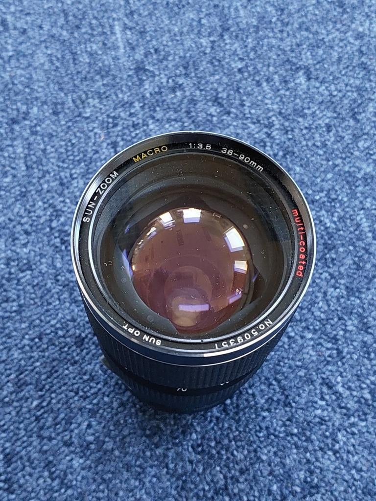 Sun zoom macro 38-90mm f3.5 M42 lens, Ophalen of Verzenden, Gebruikt, Zoom