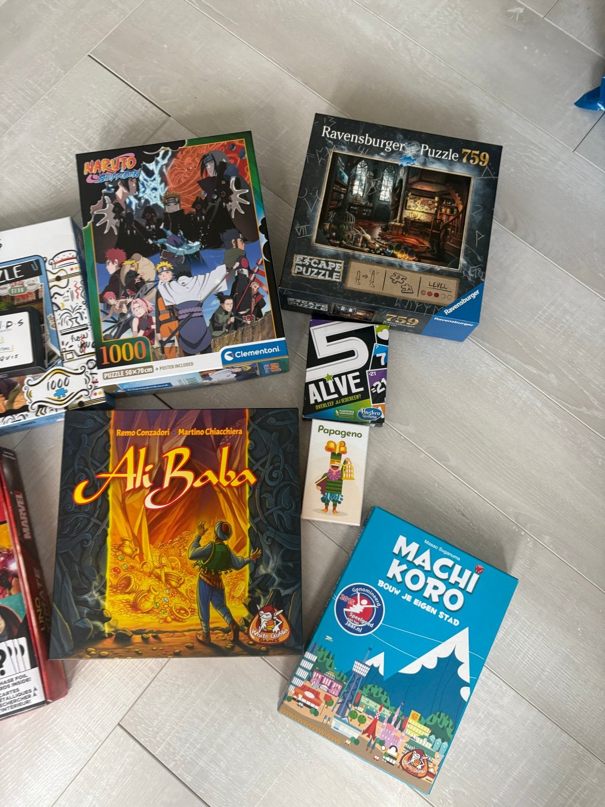 Spel en puzzelpakket - 8 bord/kaartspellen en 5 puzzels, Een of twee spelers, Ophalen of Verzenden, Gebruikt