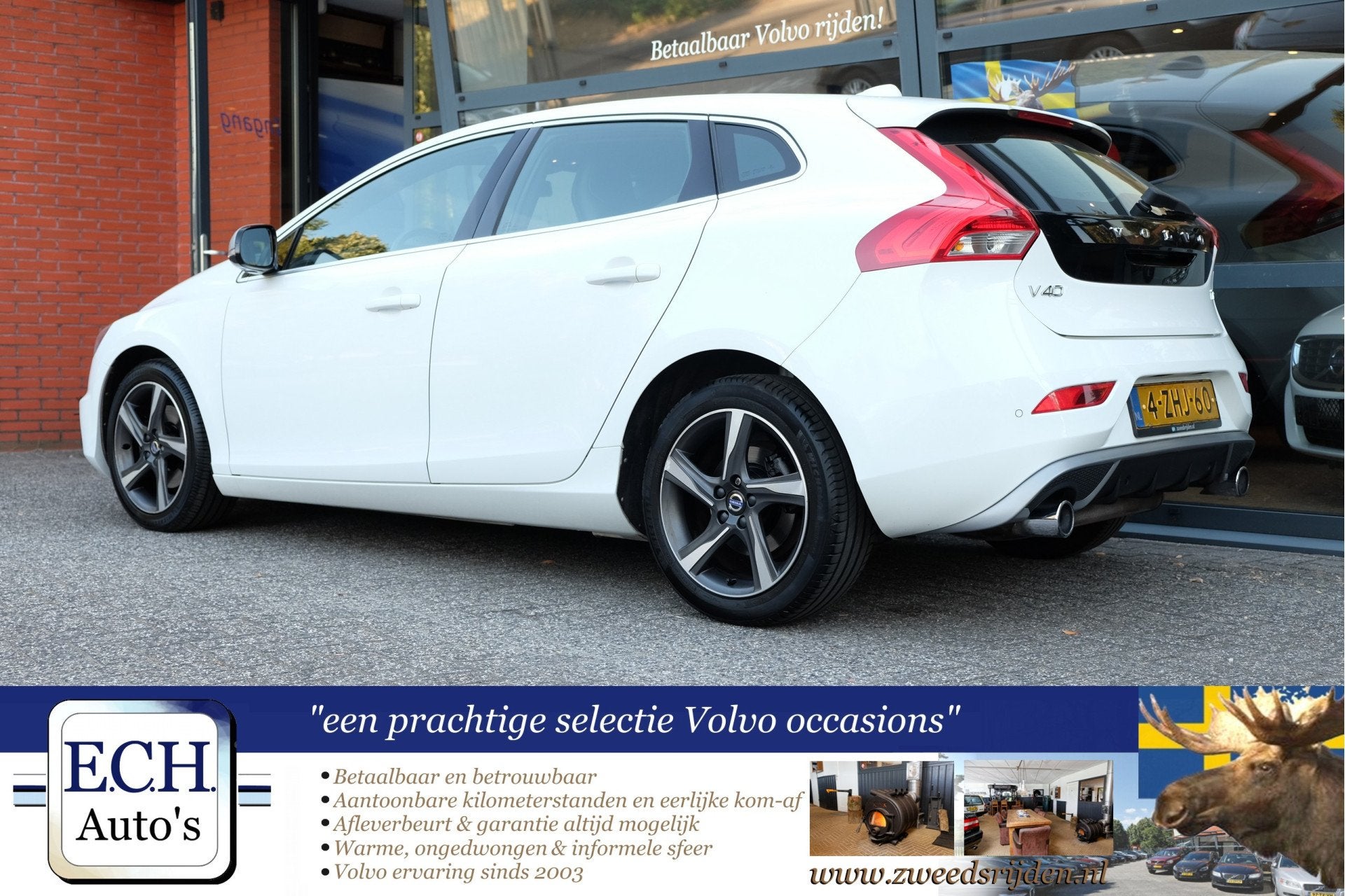 Volvo V40 1.6 T2 R-Design, Bluetooth Dealer onderhouden, Voorwielaandrijving, Gebruikt, Met garantie (alle), Wit