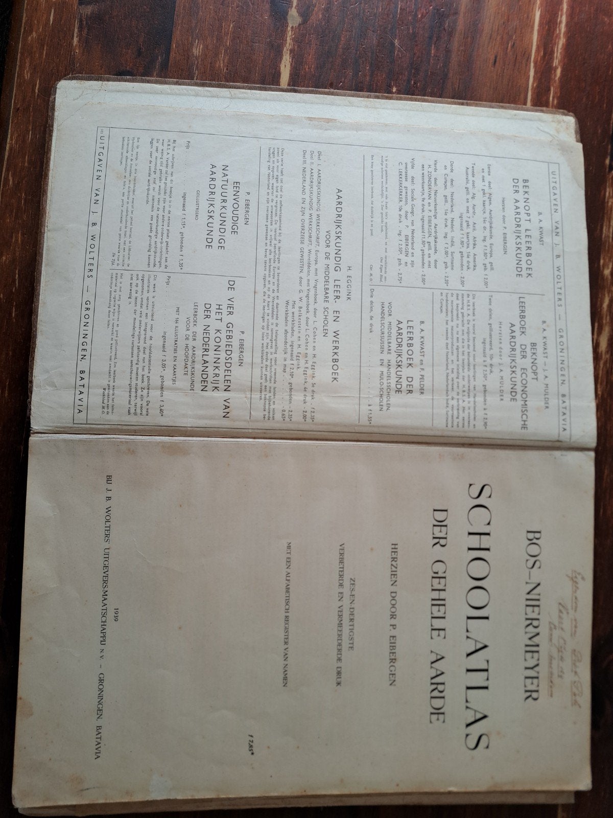 Bos-Niermeyer Schoolatlas der Gehele Aarde 1939, Gelezen, Bosatlas, J.R. Bos - J.F. Niermeyer, Ophalen of Verzenden