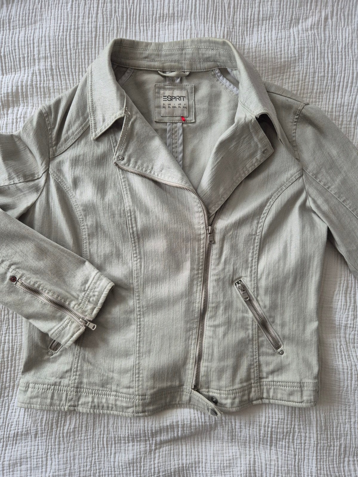 Esprit spijkerjasje zilvergrijs met lurex XL nieuw, Maat 46/48 (XL) of groter, Ophalen of Verzenden, Grijs, Gedragen