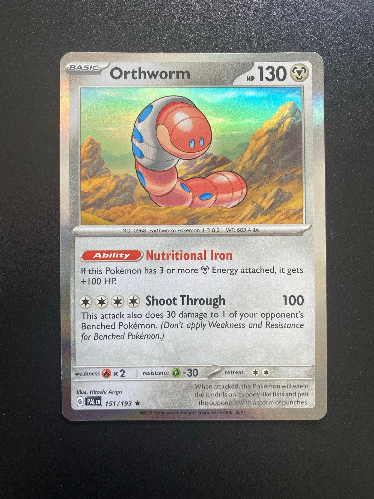 Orthworm 151/193 Rare Holo Pokémon Paldea Evolved, Ophalen of Verzenden, Zo goed als nieuw, Losse kaart