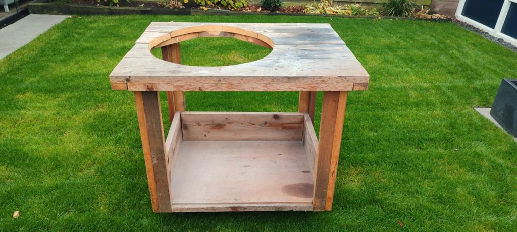 Steigerhouten bbq-tafel voor Weber master touch 57 cm, Tuin en Terras, Ophalen, Gebruikt, Rechthoekig, Hout