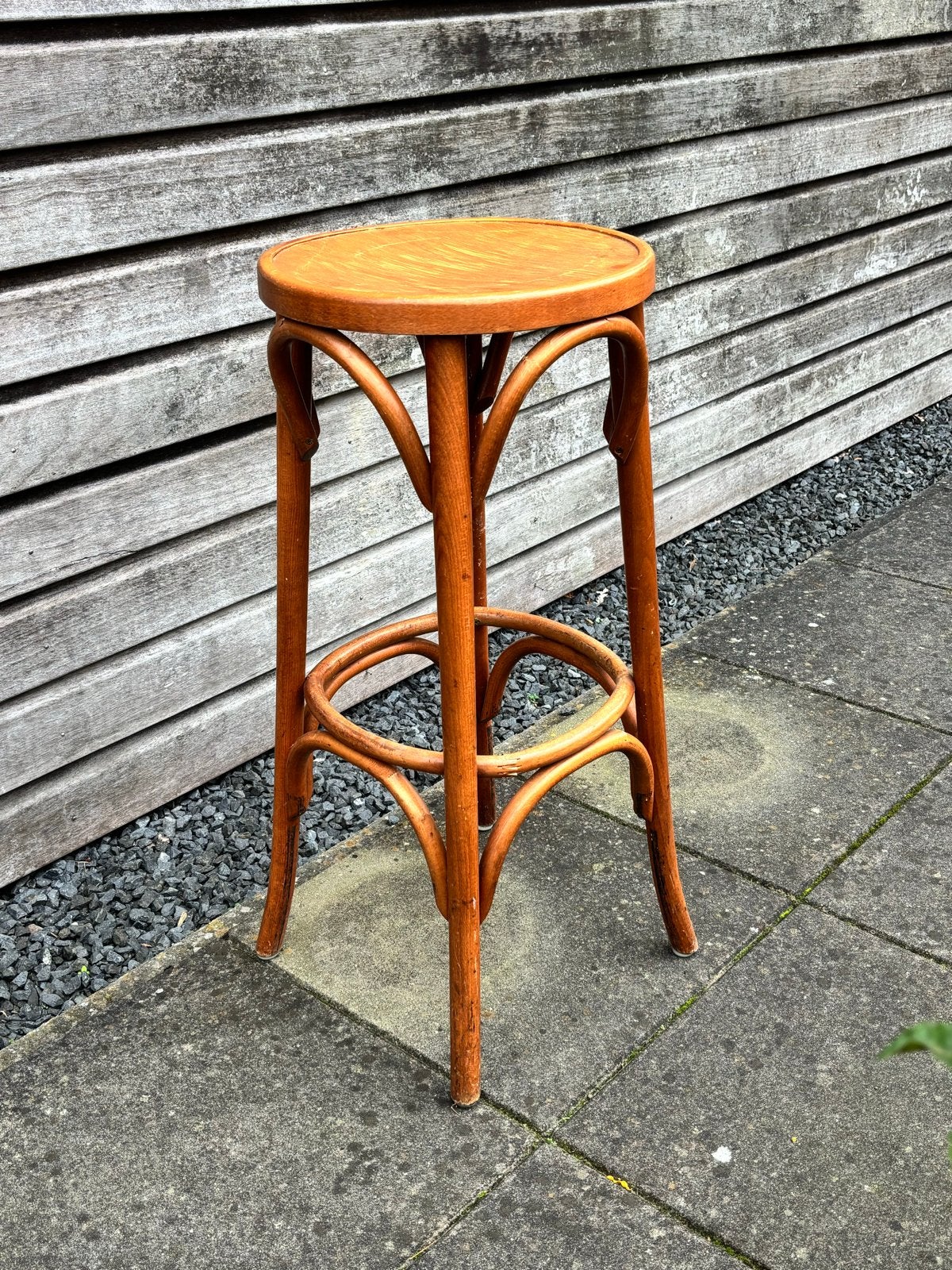Vintage houten barkruk - Thonet stijl, Ophalen, Gebruikt, Met voetsteun, Hout