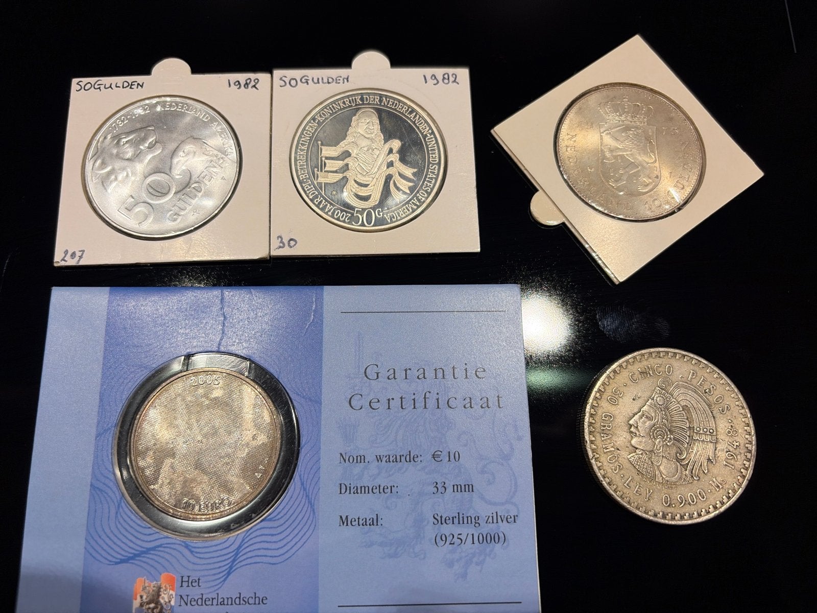 Zilveren munten - 107 gram | 50 gulden, 10 gulden, pesos, Setje, Koningin Beatrix, Zilver, Ophalen of Verzenden