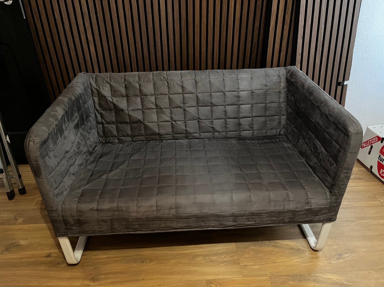 IKEA Knoppard bankje grijs, Huis en Inrichting, Banken | Sofa's en Chaises Longues, Ophalen, Minder dan 75 cm, Tweepersoons, Zo goed als nieuw
