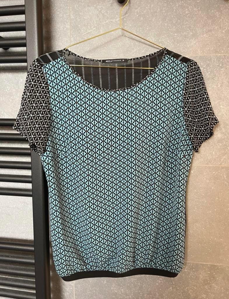 Blouse met korte mouwen en print - Expresso - maat 38, Maat 38/40 (M), Blauw, Ophalen of Verzenden, Zo goed als nieuw