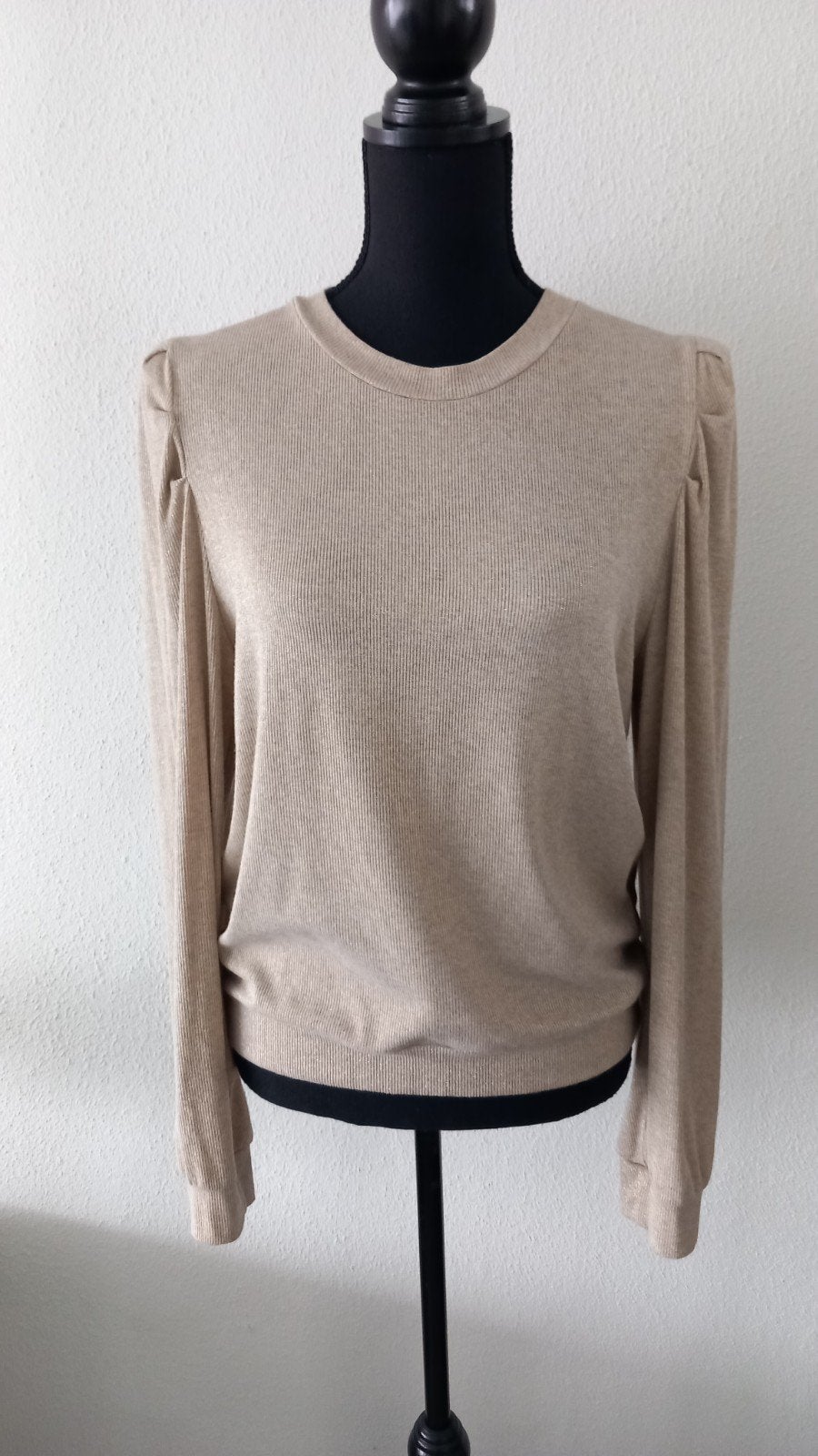 BEIGE/GOUD/LUREX *ENJOY* TRUITJE MET POF MOUWEN., Maat 38/40 (M), ENJOY., Beige, Ophalen of Verzenden