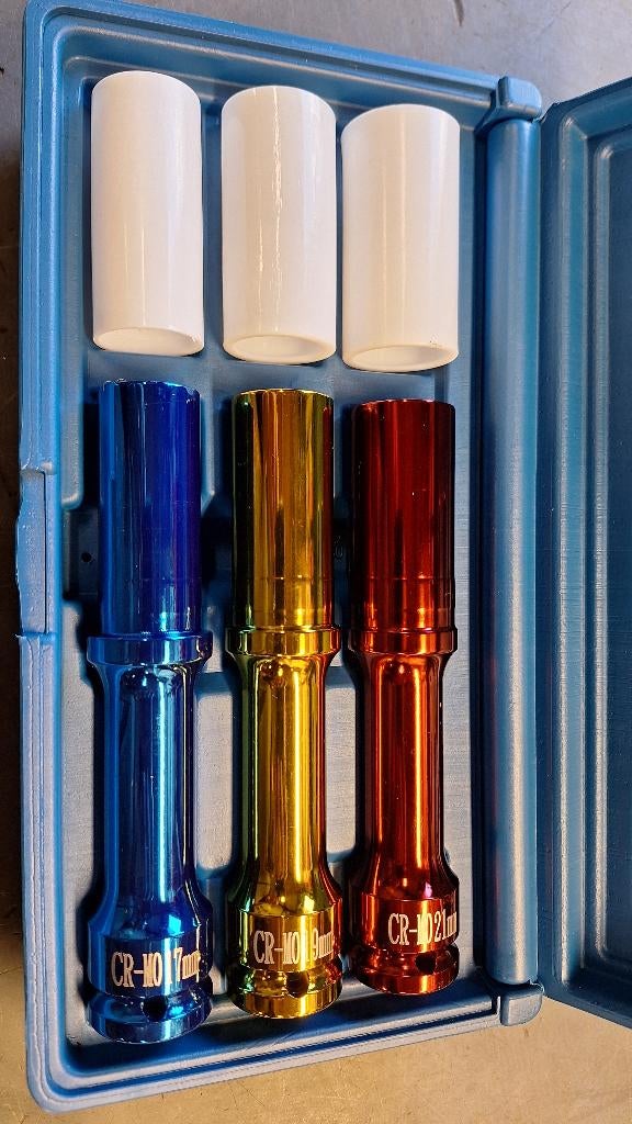 3 Delige Doppenset 17, 19, 21mm Wielmoerdoppen set. NIEUW!, ., Nieuw, Ophalen of Verzenden, .