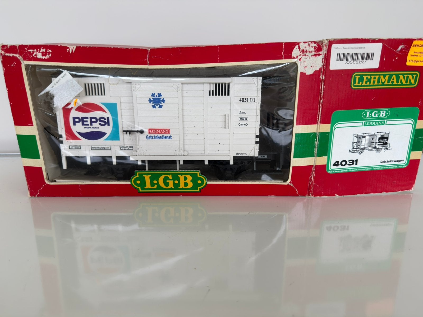 LGB 4031 P, pepsi gesloten goederenwagon, spoor g., Gelijkstroom, Wagon, Ophalen of Verzenden, Zo goed als nieuw