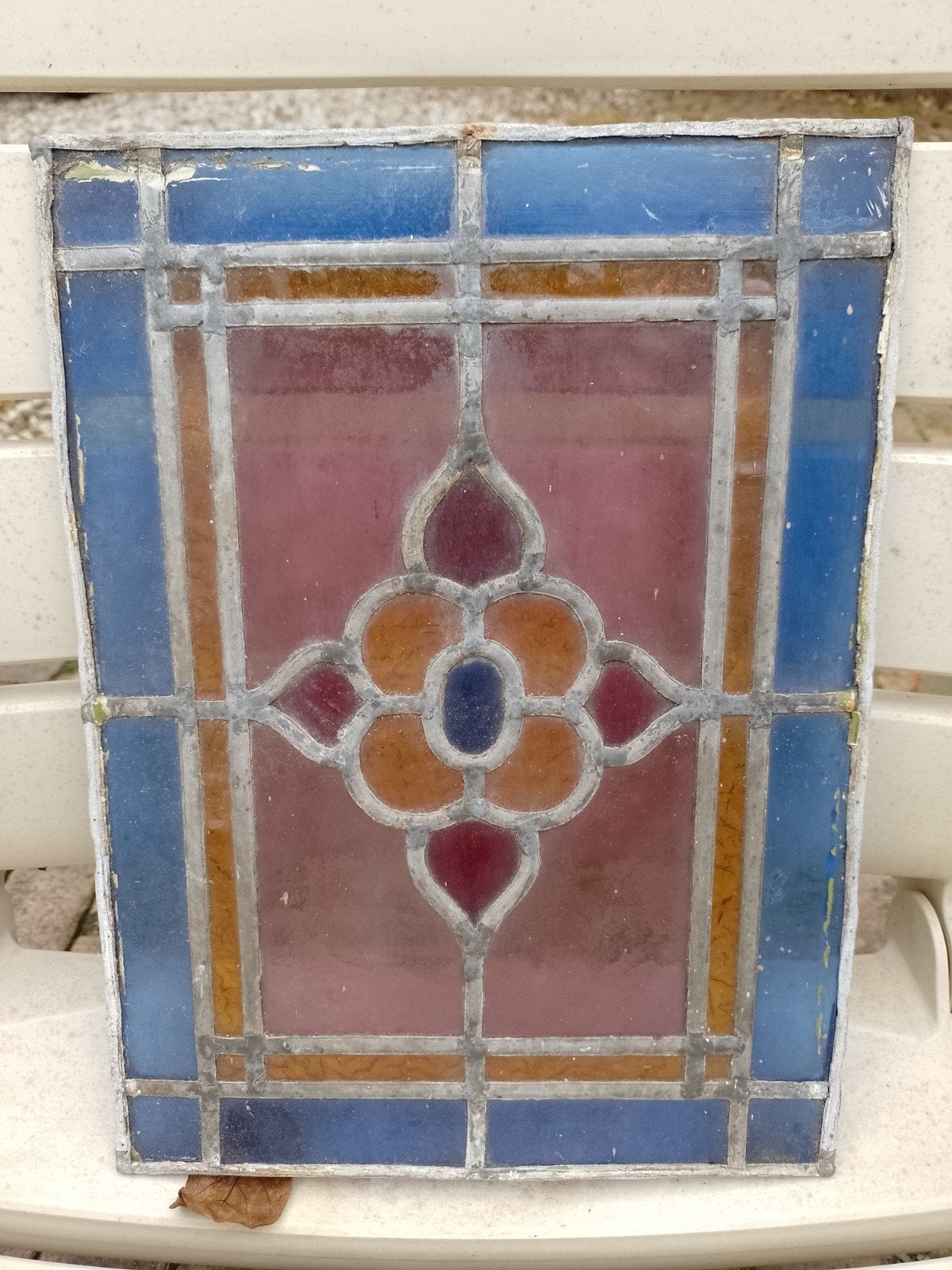 Glas in lood raam 25x38 cm, Gevelraam of Ruit, Gebruikt, Minder dan 80 cm, Ophalen of Verzenden