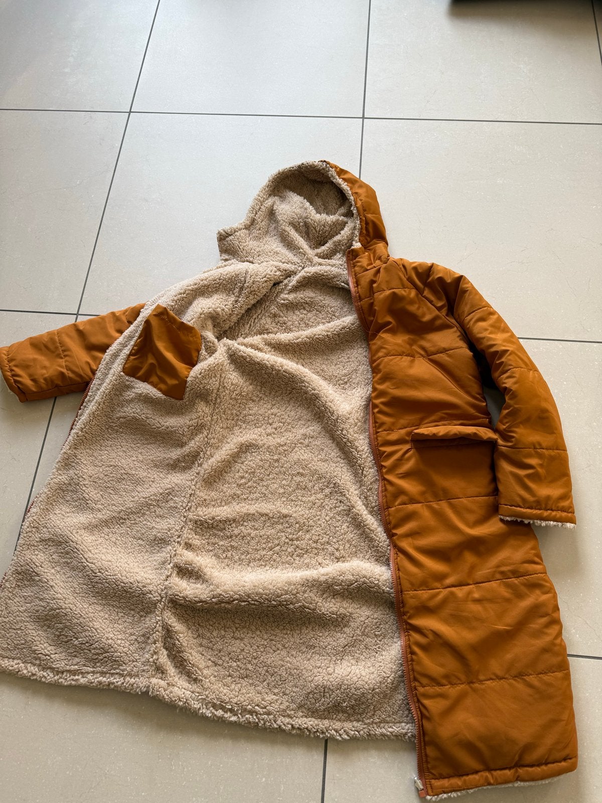 Omkeerbare gewatteerde jas met teddy voering( nieuw maat S), Ophalen of Verzenden, Nieuw, Maat 36 (S), Oranje