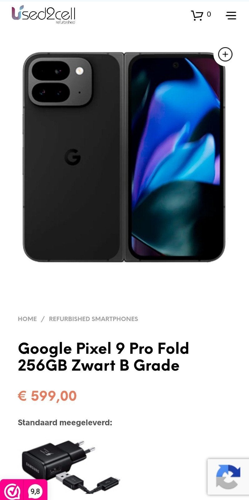 Google Pixel 9 Pro Fold 256GB Zwart B+ Grade