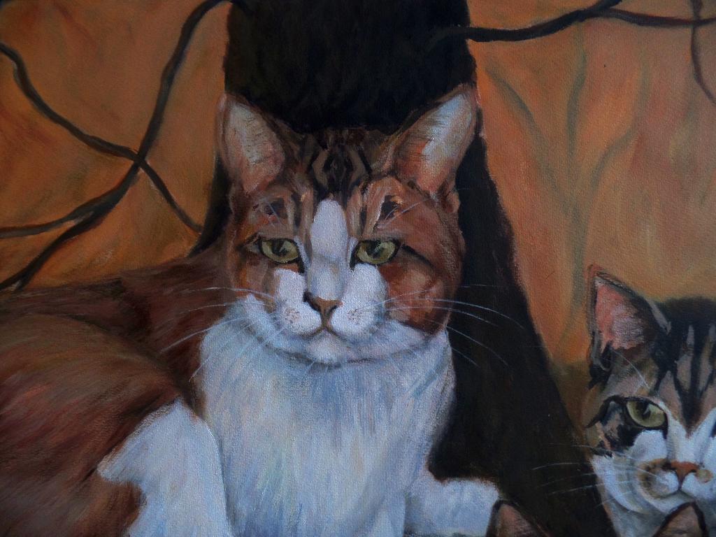 poezen portret, Oorspronkelijke maker, Nieuw, Ophalen of Verzenden, Schilderij