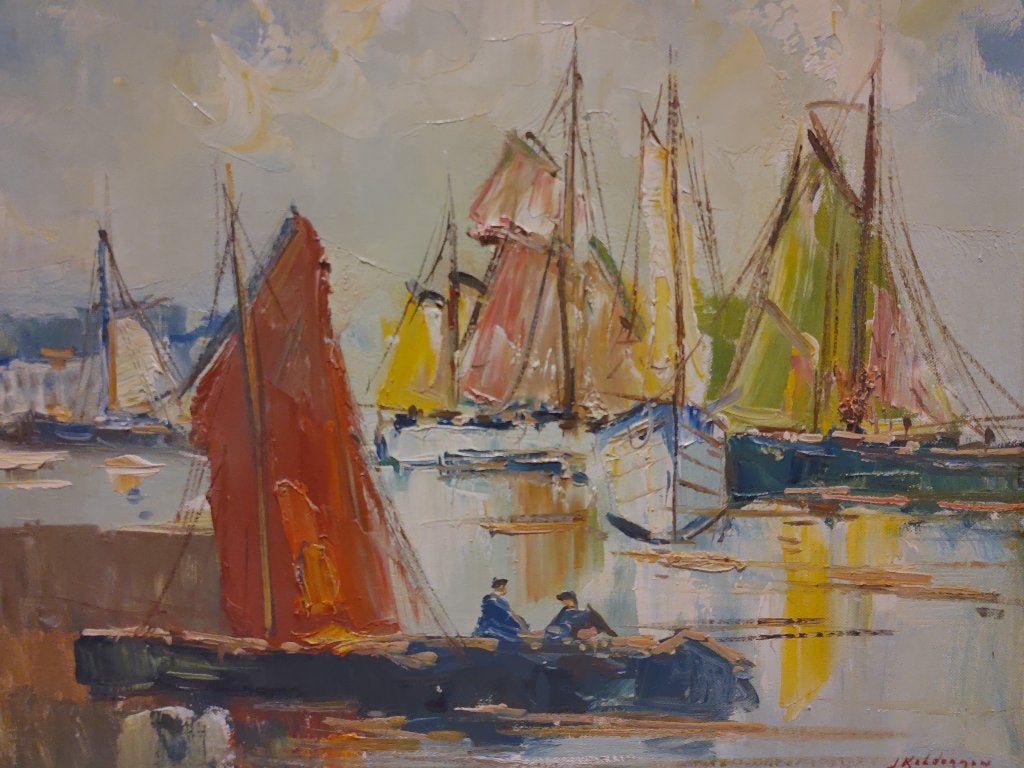 Schilderij 'Port Ben Marez', Ingelijst, Maritiem / water, Doek, Impressionistisch