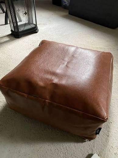 Poef Gusta Poef Cognac | Opblaasbare poef, Minder dan 50 cm, Vierkant, Nieuw, Ophalen of Verzenden