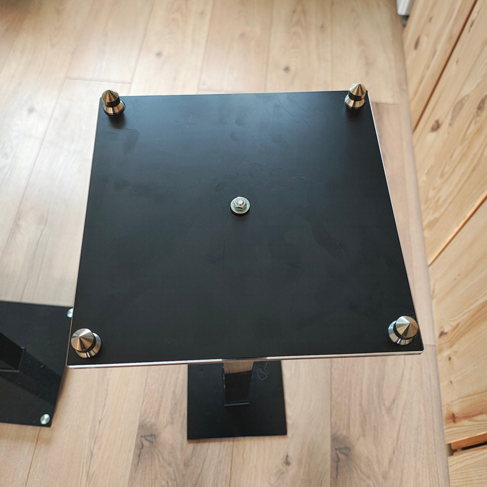 Speakerstandaards - Zwart glas en metaal, Audio, Tv en Foto, Luidsprekers, Overige merken, Overige typen, Ophalen of Verzenden