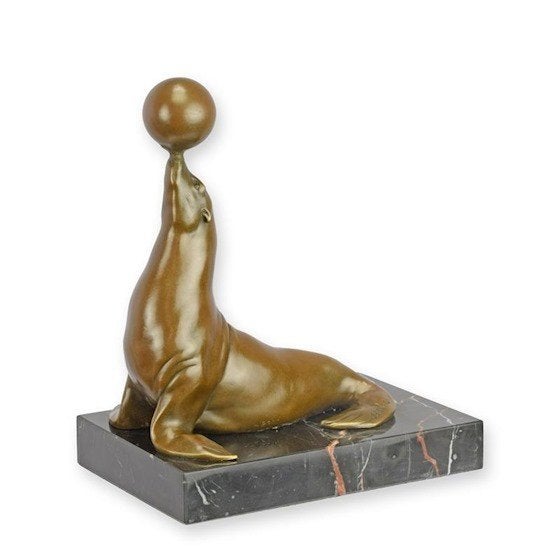 Bronzen beeld Zeeleeuw 21,2x17,9x12, Antiek en Kunst, Verzenden