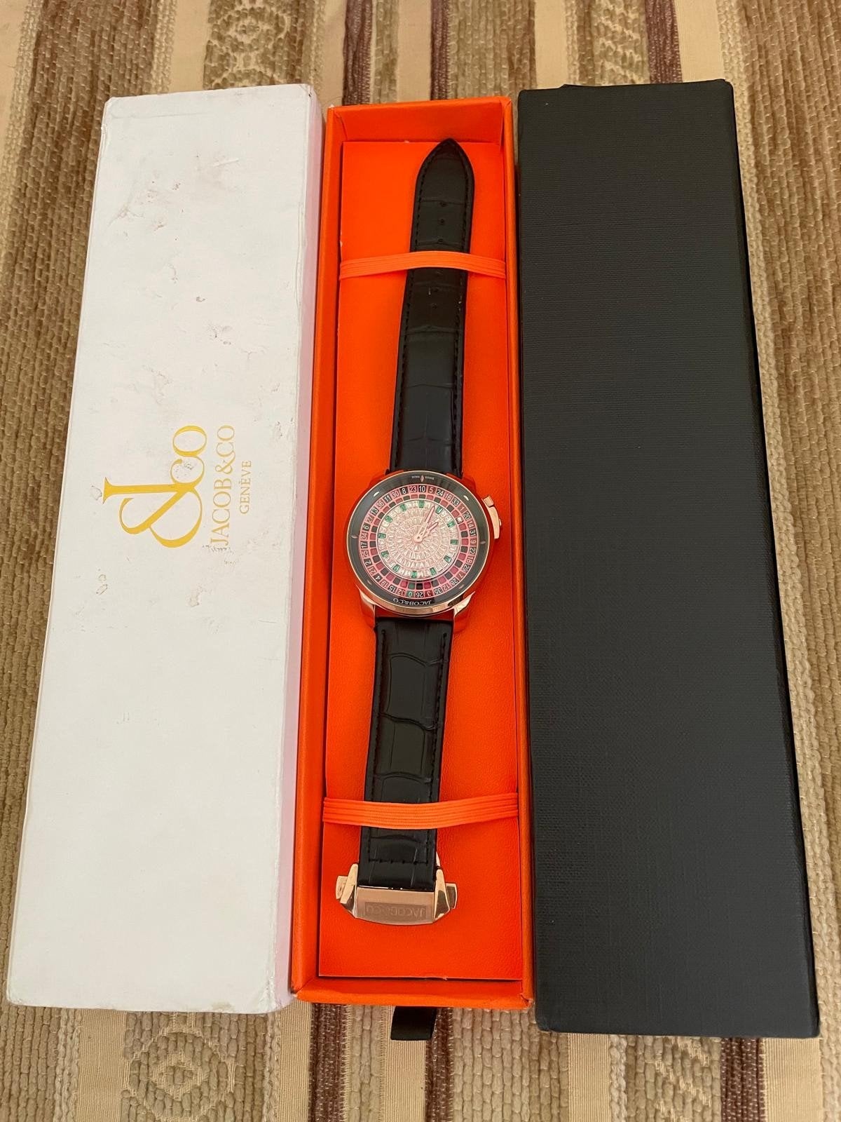 Jacob & Co. Casino Roulette Horloge - replica, Ophalen of Verzenden, Zo goed als nieuw, Leer, Overige merken