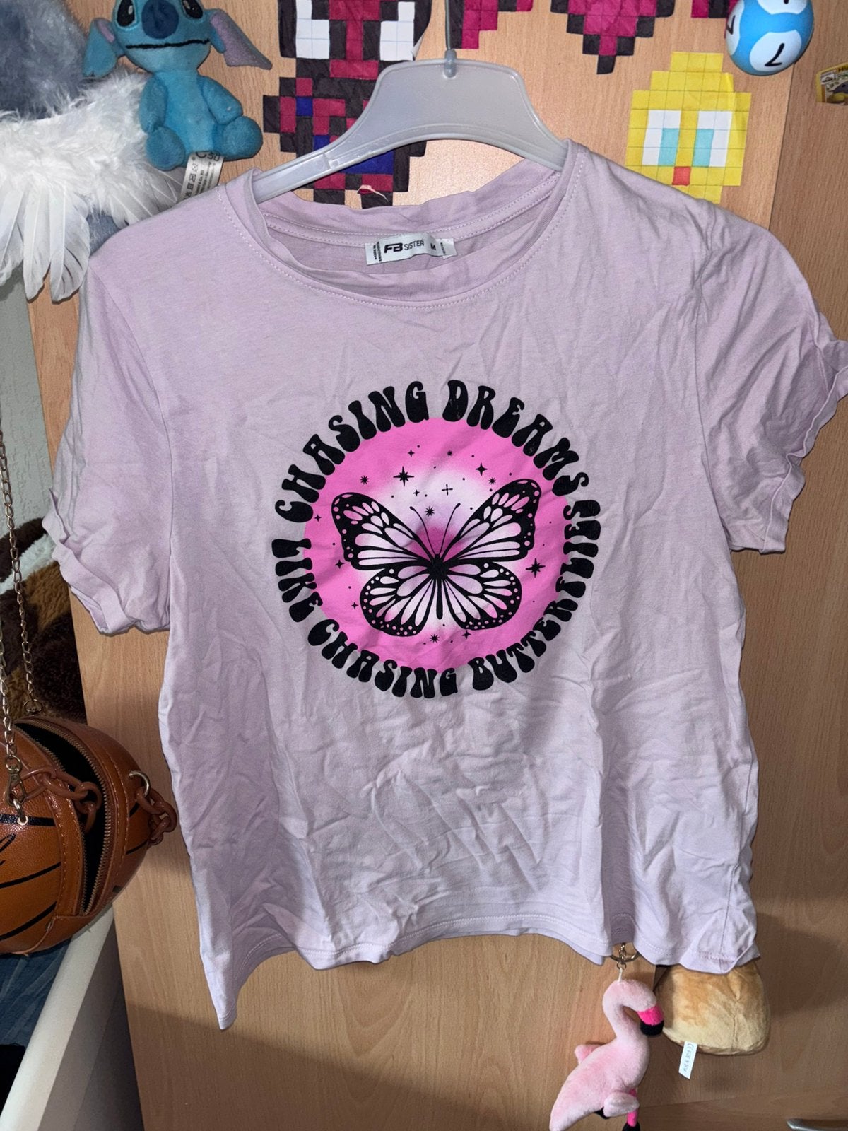 Roze t-shirt met vlinderprint, Kleding | Dames, T-shirts, Ophalen of Verzenden, Gedragen, Roze, Korte mouw