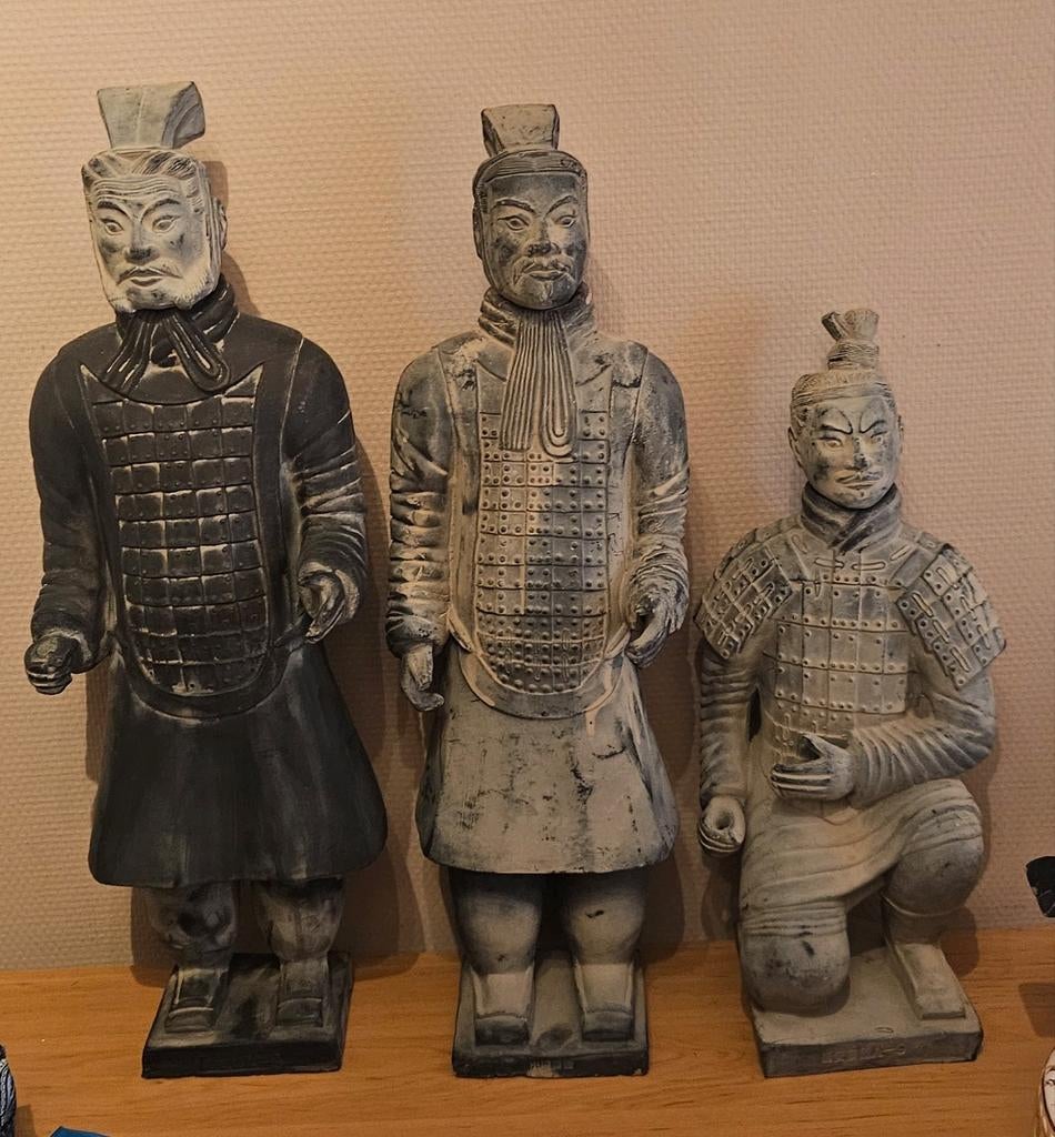 Set van 3 Terracotta Leger Beelden - Chinese Krijgers, Antiek en Kunst, Kunst | Beelden en Houtsnijwerken, Ophalen of Verzenden